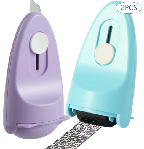 Wejoin Wide Identity Theft Protection Roller Security Stamp 2Packs - Guard Your ID Well, Built-in Cutter & Unique Flip Cover, Compact Privacy Safety Tool for Document, Mail, etc. (BU/PU)