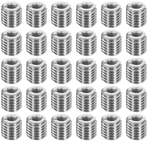 sourcing map Gewindeeinsatz, Edelstahl M12 x 1,75 männlich auf M6 x 1 weiblich, Reparaturmutter, 12 mm lange Gewindeadapter, Hülse, Reduziermutter, Gewinde-Reparaturschraube für Harthölzer Weichhölzer