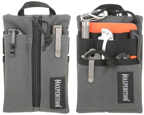 MAXPEDITION Platy Pocket Organizer, Durable EDC Tool Pouch for Men, Neck Wallet with Paracord Lanyard, Holds Flashlight, Multitool, Pen, Notebook (Wolf Gray, 4 x 6)