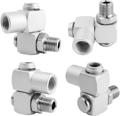 Gasea 4 Pcs Air Hose Connectors, 1/4 NPT 360 Degree Swivel Air Fittings PPortable Air Tool Adapter for Air Compressor Attachments