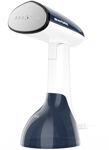 BEAUTURAL Ferro da Stiro Verticale Portatile a Vapore per Abbigliamento, con Piastra Riscaldante in Alluminio, Riscaldamento Rapido in 35 Secondi e Serbatoio Acqua Amovibile (Solo per 220-240V)