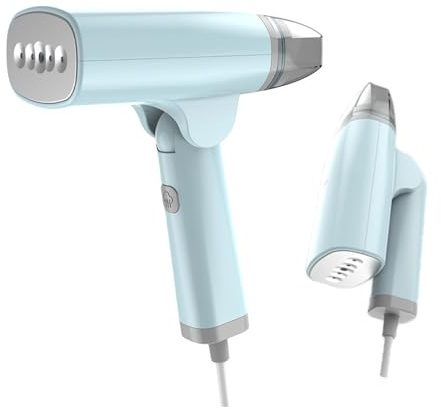 Vestiti ferro da vapore, ferro portatile da 1300 W, riscaldamento rapido di 20 secondi, supporta funzioni a vapore orizzontale e verticale, funzione di stiratura a secco, design pieghevole lightblue