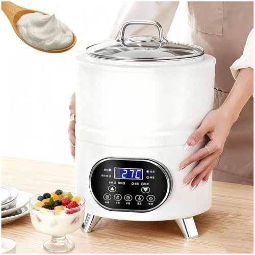ZEEKYFOR Yogurtera de Gran Capacidad de 8/12 L, Ideal para Uso Doméstico y Comercial, con Control Automático de Temperatura y Temporizador White 12L