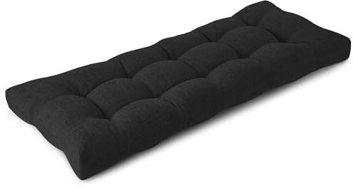 FlyGulls Bench Cushion for Indoor Furniture Soft Bench Seat Cushion for Dining, Piano Benches and Window Seats Tufted Chair Pads with Non-Slip Backing 42X17X3/106X43X8 cm (1, Black)
