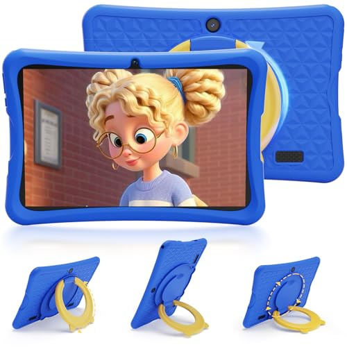 DigiLand Tableta para Niños de 10,1 Pulgadas, Android 15 con Funda Protectora, 6GB+32GB, Pantalla IPS 1280*800, Cámara Dual 2MP+5MP, 6000mAh, Tableta de Aprendizaje con Control Parental e iWawa (Azul)