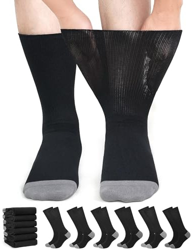 ZFSOCK Calzini per Diabetici Uomo e Donna: Calze in Cotone con Bordo Confortevole Extra Larghi senza Elastico e senza Cuciture per Caviglie Piedi Gonfi Donne Incinte