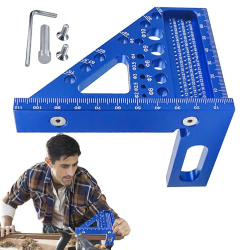 Goniometro quadrato per la lavorazione del legno, Goniometro 3D per la lavorazione del legno - Righello per incisione ad alta precisione in lega di alluminio,Goniometri quadrati accurati, righello qua