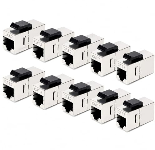 10 Gbps Cat7 Keystone RJ45 Kupplung, Gold-Plated Netzwerkkabel Verbinder,Shielded Lan Kabel Verlängerung Coupling Socket, For Ethernet Cable, Patch Panel CAT7 CAT6A CAT6, 10 Stück