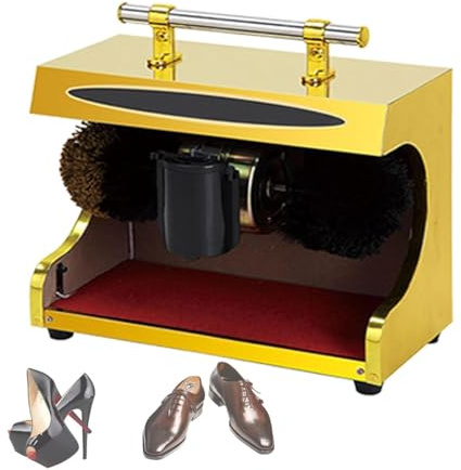 Small Commercial Automatic Shoe Polishing Machine with Dual Brushes Compact & Efficient Electric Shoe Shine Polisher for Home, Hotel, Office, Bank Use