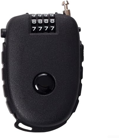 Lucchetto per casco moto con codice ripristinabile a 4 cifre per biciclette e scooter, soluzione di sicurezza portatile, struttura in ABS nero, resistente alle intemperie, fattore compatto, facile da