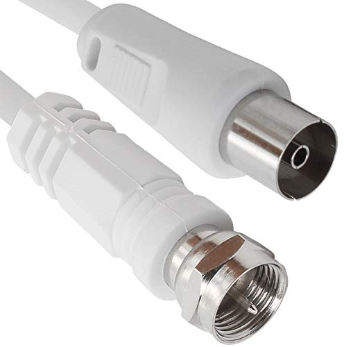 1aTTack.de SAT Antennenkabel Adapterkabel 2,5 Meter 2x geschirmt F-Stecker > Koax-Buchse SAT weiß F-Koax Ku 75db