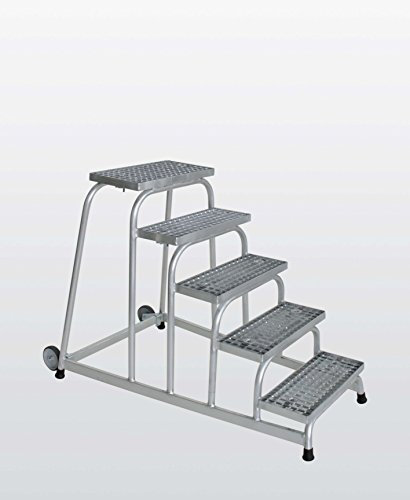 Aluminium-Arbeitspodest fahrbar, mit Stahl-Gitterrost, 5 Stufen Arbeitshöhe bis ca. 3,00 m