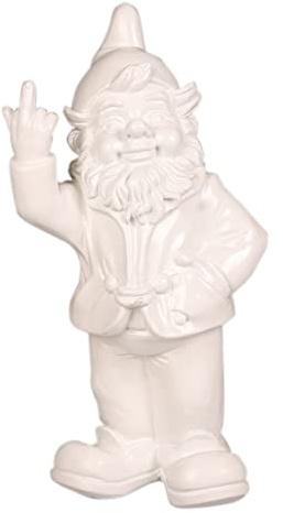 STONE-LITE Gartenzwerg mit Finger, 20 cm, Weiß