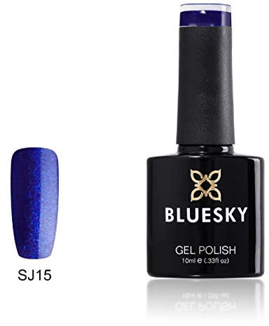 Bluesky Gel Nail Polish, Crystal Royal Sparkly Sj15, Dark Blue Glitter, Long Lasting, Chip Resistant, 10 ml (Requires Curing Under UV LED Lamp)