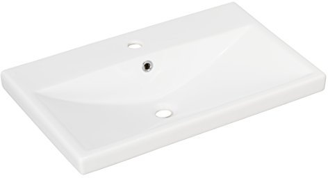 FACKELMANN Waschbecken Stanford/Waschtisch aus Keramik/Maße (B x H x T): ca. 70 x 16,5 x 45 cm/Einbauwaschbecken/hochwertiges Becken fürs Badezimmer und WC/Farbe: Weiß/Breite 70 cm
