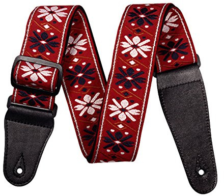 wslcn Retro Gitarrengurt verstellbar mit Leder Enden Gitarrengurt für EGitarre Akustik Bass Bohemian Stickerei Gitarrengurt Beste Geschenk für Gitarristen verstellbar (37–59) * 2 Zoll Adjustable