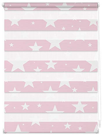 Lichtblick Doppelrollo Klemmfix ohne Bohren mit Motiv, Sterne, Blickdicht, Made in Germany, Klemmträger Rosa, 60 cm x 150 cm (B x L)