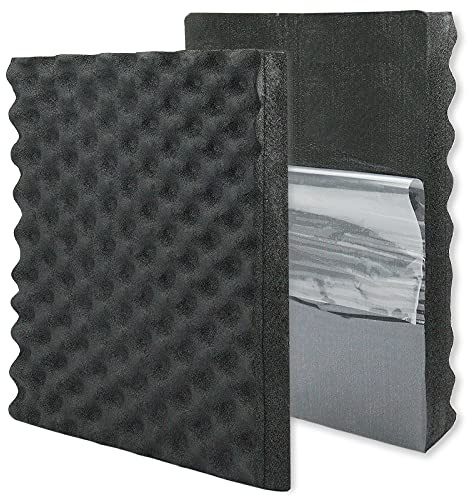 BXI Soundproofing Closed Cell Foam - 2 Pack Self-Adhesive 16'' X 12'' X 1.8'' Thickened Egg Crate Sound Proof Foam - Acoustic Foam Panels Great for Noise & Thermal Insulation (Black)