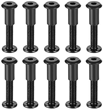 Awclub Screw Post Fit for 5/16(8mm) Hole Dia, Male M6x35mm Belt Buckle Binding Bolts Leather Fastener Carbon Steel Black 10 Sets