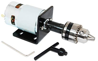 CHANCS Mini-Elektromotor 775 DC Motor 12V/24V mit B10 Bohrfutter und Sitzhalterung Mini-Tischsäge zum Schneiden/Polieren