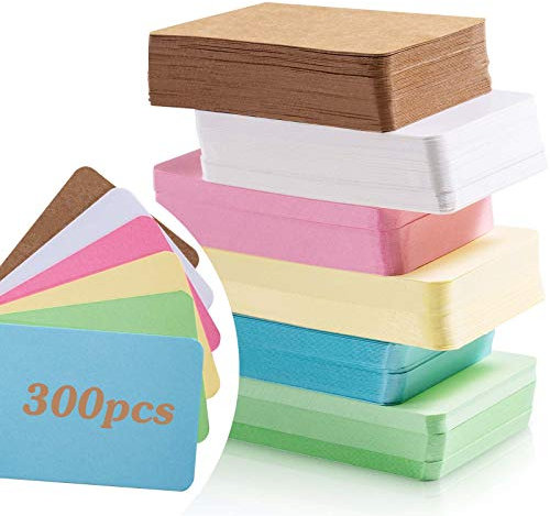 Primbeeks 300pcs Premium Business Cards (6 Colors Kraft, Blank, Small 3.5 x 2.2, Plain)