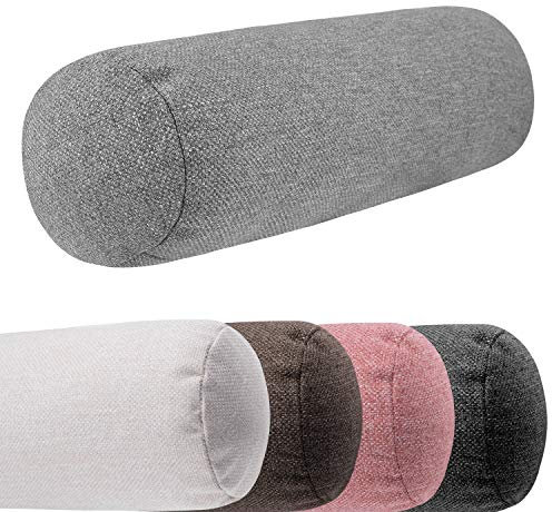 Monsera Extra Lange Nackenrolle - 19x65 cm, weich u. formstabil, fein melierter Bezug, Füllkissen aus flauschigem Schaumstoff, hochwertiges Nacken- u. Beinkissen, für Bett und Couch (Grau)