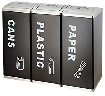Cubo de basura cuadrado MYBA para el hogar al aire libre de acero inoxidable cubo de basura de higiene industrial cubo de basura tiendas parque cubo de basura (color: negro, tamaño: B)