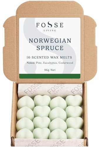 Norwegian Spruce Soy Wax Melts 16 Pack | Fresh Pine, Forest & Christmas Tree | Natural, Vegan & Plastic Free | Up to 96 Hrs Scent | Pet Safe | Handmade in UK – Fosse Living