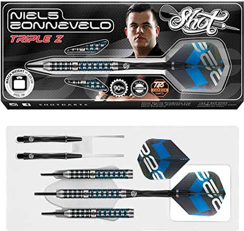 Shot! Steel Darts Niels Zonneveld 90% Tungsten Steeltip Darts Steeldart Dartpfeile (23 Gramm)