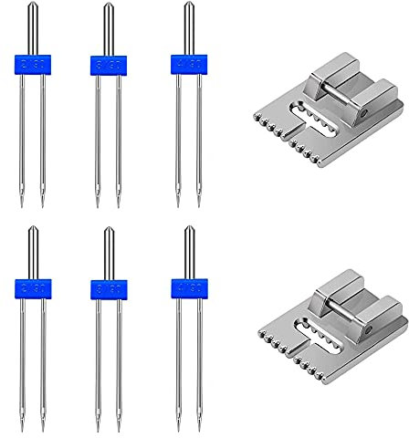 Trsnzul Zwillingsnadeln 6 Stück Doppel-Zwillingsnadeln Nähmaschinennadel Zwillingsnadel Zwillings-Stretch-Nadel Doppelnadel für Haushalts-Nähmaschine mit Nähfuß Nähmaschinen Zubehör