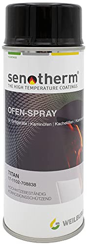 Senotherm Ofenlack Sprühdose 400ml titan grau 12-1155-707866 Weilburger bis 600°C Hitzebeständig für Kaminofen Einsatz Grill oder Ofenrohr zum Ausbessern kleinerer Lackfehler