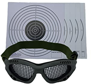 Glac Store® Lunettes tactiques Masque en maille pour protection des yeux avec sangle souple réglable Olive Drab Vert militaire 5 cibles en carton
