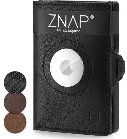 ZNAP Airtag Wallet aus Premium Leder | Kreditkartenetui Herren | Geldbörse Herren | RFID-Blockierung & Slim Wallet