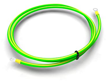 CusoTec Terminal de cable de toma de tierra, color verde y amarillo, 6 mm², terminal de cable anular aislado con ojal a tierra, armario de red, panel de conexiones (100 cm)