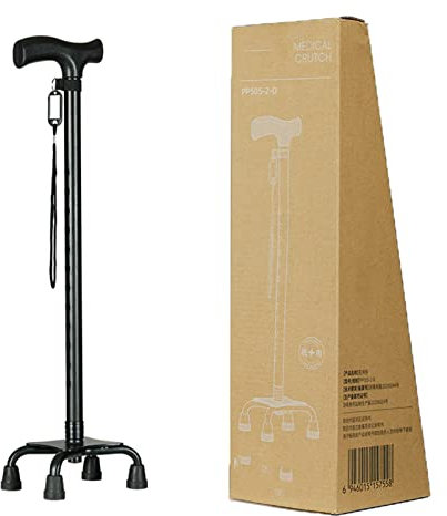 HEBEHO Gehstock für Senioren, ergonomische Griffe, Stehstock mit Vierbeinfuß, Gehhilfe Gehstock aus Aluminium für Herren und Damen, mit Handschlaufe