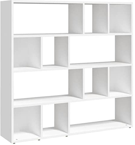 vidaXL Bücherregal Raumteiler Standregal Aktenregal Büroregal Raumtrenner Regal Wandregal Aufbewahrungregal Wohnzimmer Weiß 105x24x102cm