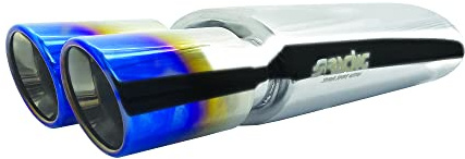 Simoni Racing ESR758/B Universal-Sportauspuff aus Edelstahl, doppelter Ausgang 66 mm, Finish Titanium Burnt, Eingang 52 mm, Länge 515 mm, hochglanzpolierter Körper