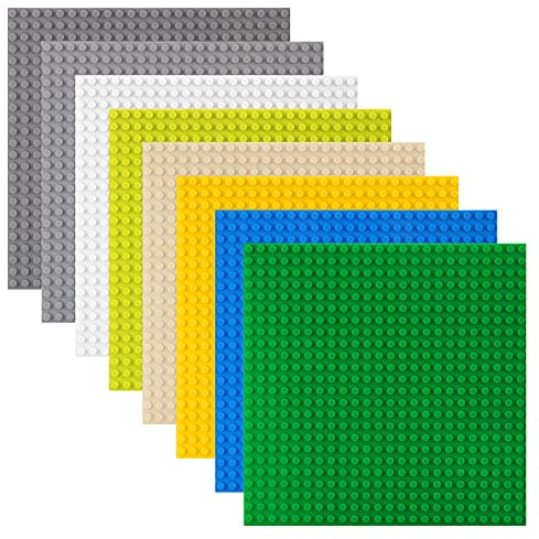 shineFinder 8 Platten-Set Bauplatte Kompatibel mit Lego, 19.2 * 19.2cm,Grundplatte mit 24x24Noppen,Konstruktionsspielzeug für Kinder (8 Stück)