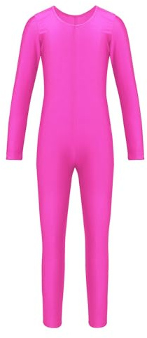 Freebily Konstnärlig Träningsdräkt Flicka Långärmad Klassisk Dansklänning Ballerina Balett Overall Lång Jumpsuit Sport Sparkdräkt Dansdräkter, Rosa röd, 5-6 år