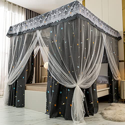 UNICOKA Prinzessinnen-4-Eck-Pfostenbett, Baldachin und niedlich für Mädchenbett, Schlafzimmer für Erwachsene, Kinderzimmer; Vorhang für Twin-/Full-/Queen-/King-Size-Betten (Typ A, voll)