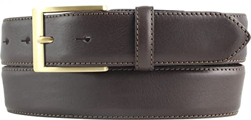 BELTINGER Hochwertiger Anzuggürtel aus Vollrindleder mit goldener Gürtelschließe 3,5 cm | Bombierter Ledergürtel Herren 35mm | Business-Gürtel made in Italy