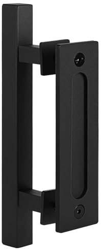 DBREAKS 30CM Scheunentor Griff, Schwarze Türgriffe, Schiebetür zieht-Griff, Küchengriffe, Türdrücker, Scheunentorgriff, Door Handle für Eine Holztür, Schranktür(Rechteckiger)