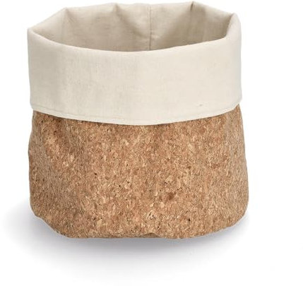 Zeller 15233 Aufbewahrungskorb, Kork/Baumwolle, ca. Ø 20 x 20 cm