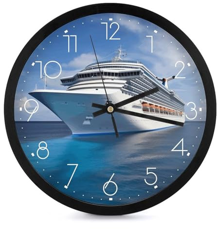 NHYDSPQ Orologio da parete rotondo alla moda, orologio da parete stampato con nave da crociera, orologio da parete moderno per soggiorno, camera da letto, cucina, ufficio, decorazione