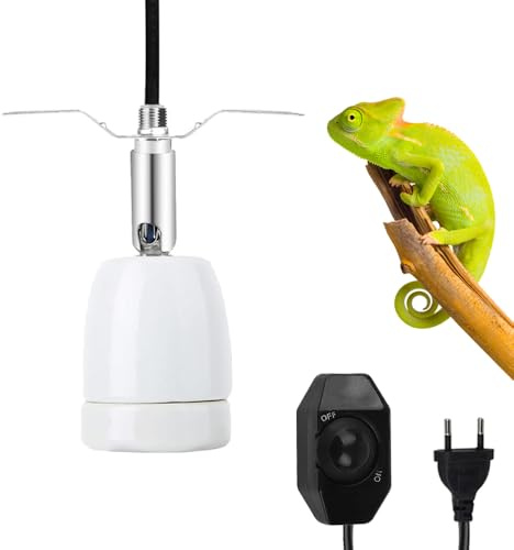 UQTUKO Lampe Chauffante Tortue, E27 Lampe Chauffante Terrarium en céramique avec interrupteur 360° pivotant lampe tortue terrestre Chauffage de Reptile pour Tortue, Lézard (Sans ampoule)