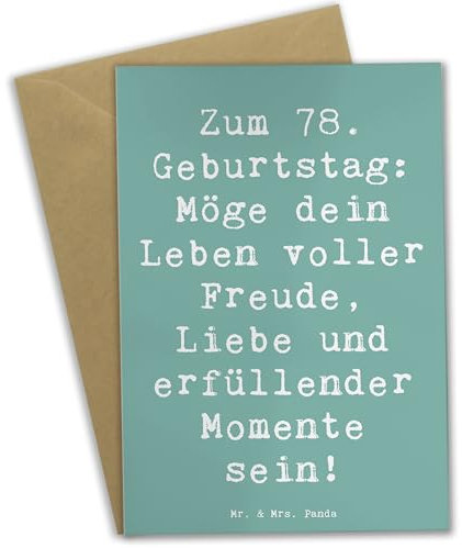 Mr. & Mrs. Panda Grußkarte Spruch 78. Geburtstag Freude Liebe - Geschenk, erfüllende Momente, volle Handarbeit, Geschenke, Taufe, Abschluss, Abitur, Mädchen, Aufmunterung, Glückwünsche, Trauerkarte