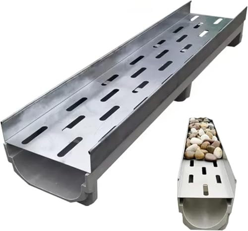 ZIFTtyA Terrassenabläufe aus Pflastersteinen, breite Poolabläufe for Betonplatten/Terrassen/Seitenabläufe im Garten, Höhen for Kopfsteinpflaster-Abdeckungen(100x21x15cm)
