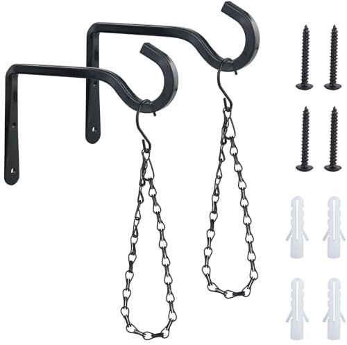 AMANDELIZABE Confezione da 2 Ganci da Parete per Fioriere da 14,5 cm, Supporto per Piante Sospese, in Ferro, Ideale per Interni ed Esterni