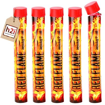 h2i Bengalo Bengalfeuer Rot – 5 Leuchtfackeln, 40 Sekunden, Kategorie F1, ab 12 Jahren