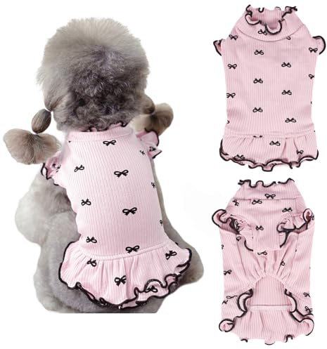 Yoolhamy Hundekleidung für kleine Hunde, Chihuahua Kleidung, Hunde Shirt Dünn Frühling, Sommer, T-Shirts, Rüschen, atmungsaktives Kleid für Shih Tzu Yorkshire, Welpen, Mädchen, Haustiere